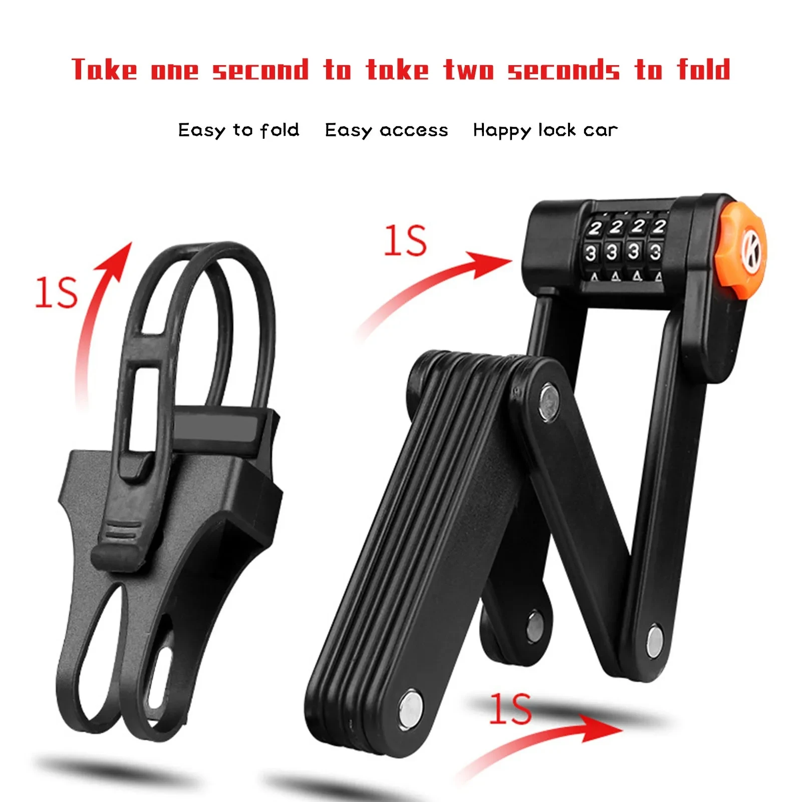 Bicycle Lock Anti-Theft Foldable Bike Lock MTB Road Bike Password Padlock High Security Electric Scooter Lock Bicycle Accessory