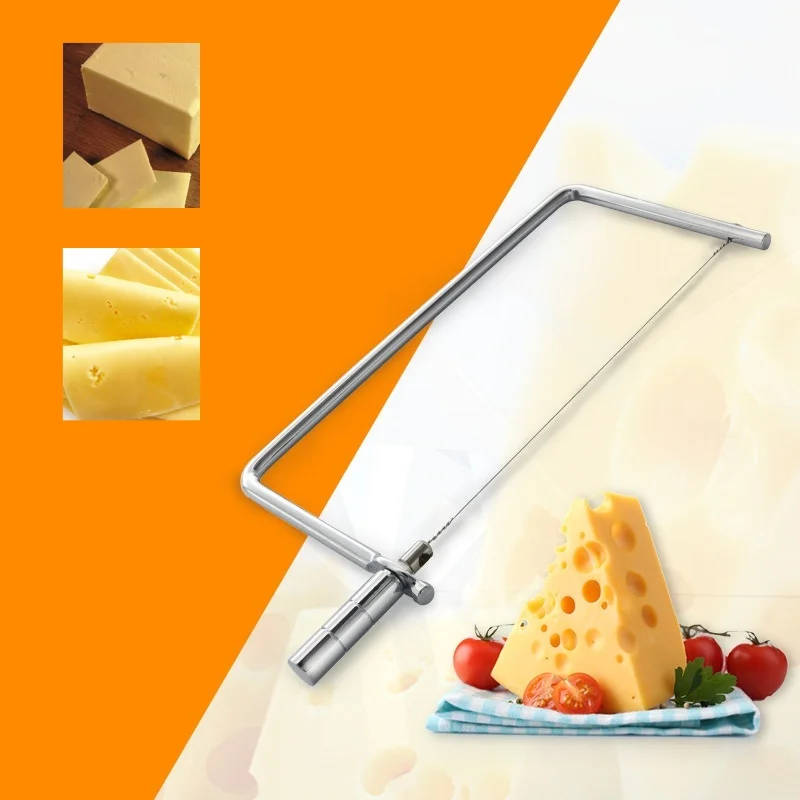 Stainless Steel Wire Cheese Slicer Knife-Shaped Metal Tool Cutting Foie Gras Ham Butter Cheese Kitchen Home Use  Cheese Slicer