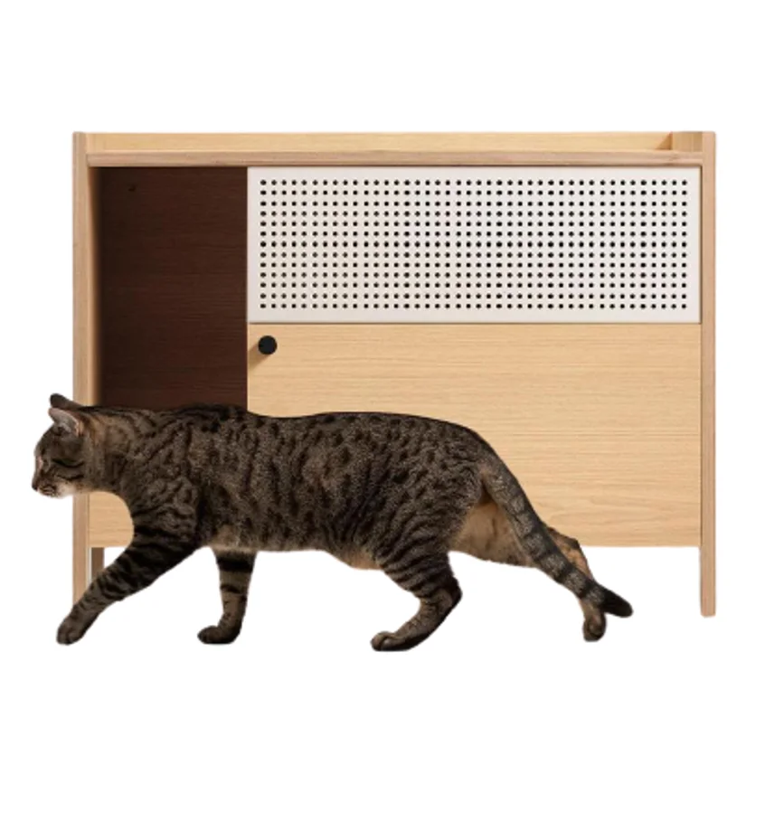 Amazon Hot Selling Wooden Side Table House Cat Hidden Litter Box Cabinet Pet Furniture