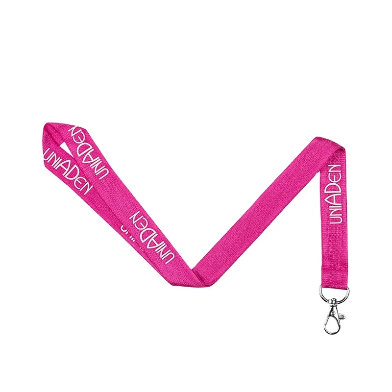 
3/4' Inch Flat MicroWeave Lanyard with Your Branded Logo for Events pnk white lanyard 