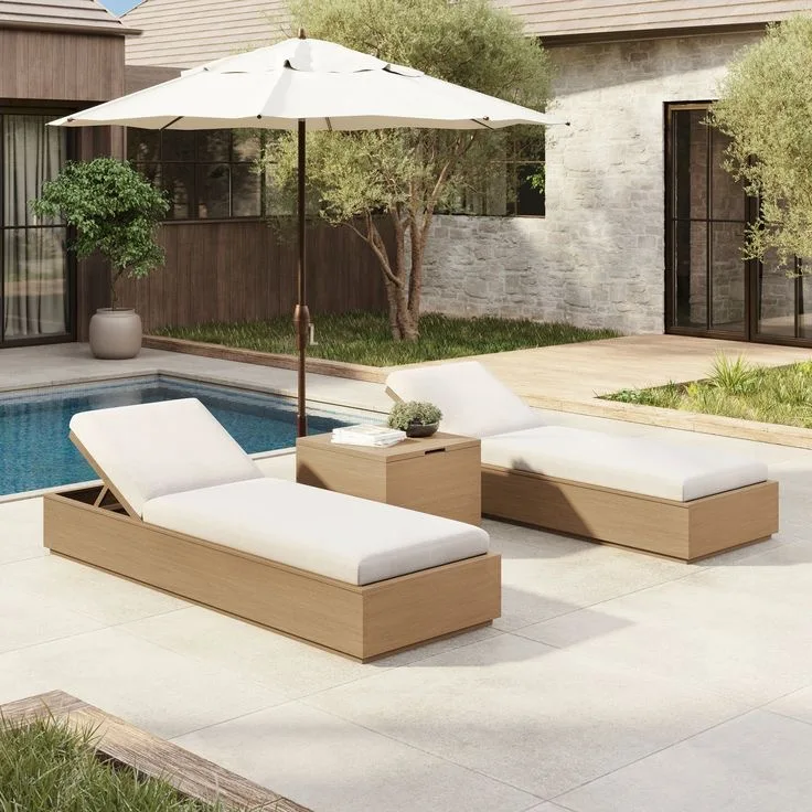 Wholesale Adjustable Resort Hotel Garden Daybed Swimming Pool Leisure Reclining Beach Teak Wood Outdoor Chaise Sun Lounger