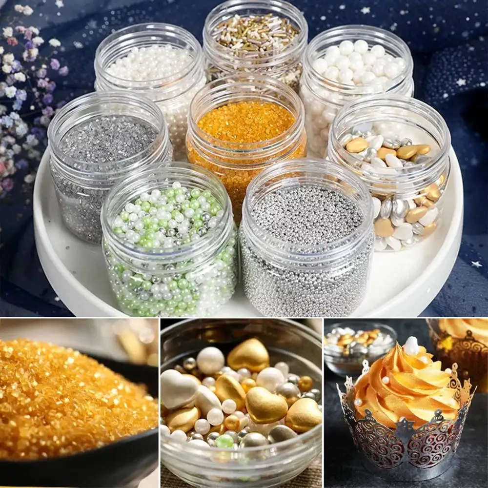 Beigu Edible Sprinkles Pearl Stars Sugar Comestibles Bulk Slices Rainbow Gold Blue Edible Sprinkles Candy For Cake Decoration