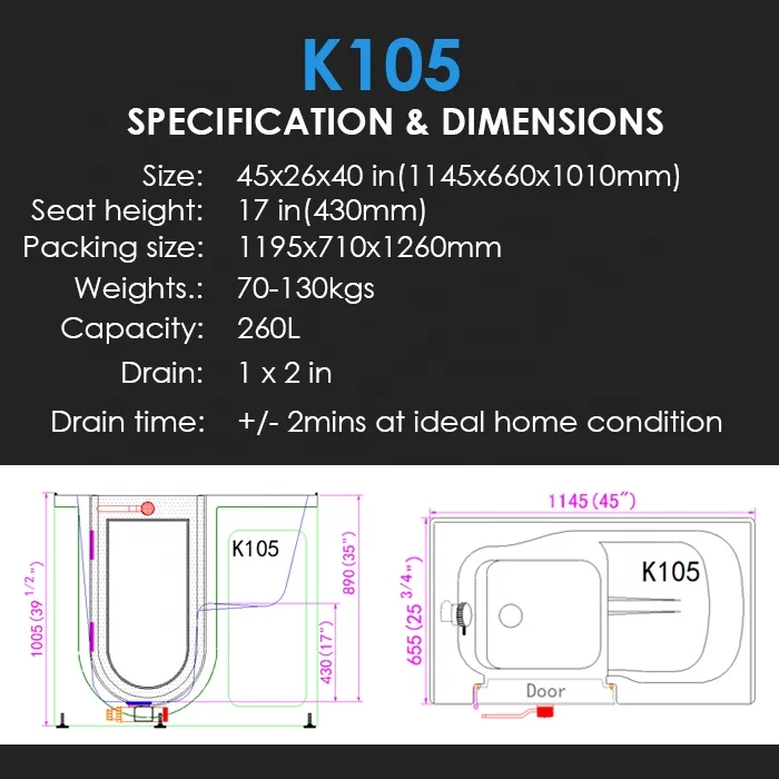 
Zink K105 China Indoor Massage Corner Seniors Bath Tubs Old People 