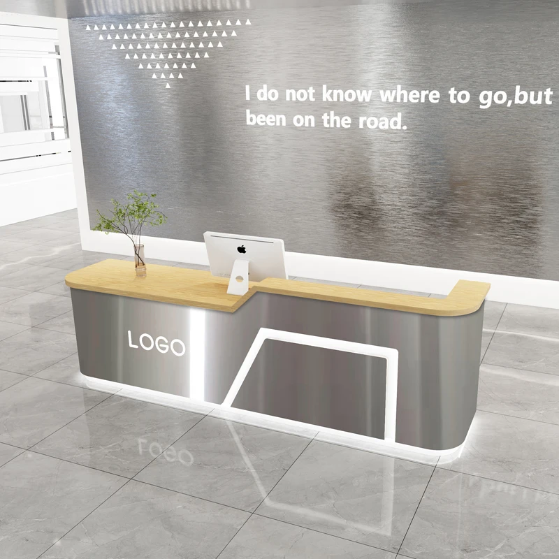 Stainless steel cashier desk for beauty salon clothing store company hotel front desk table reception desk