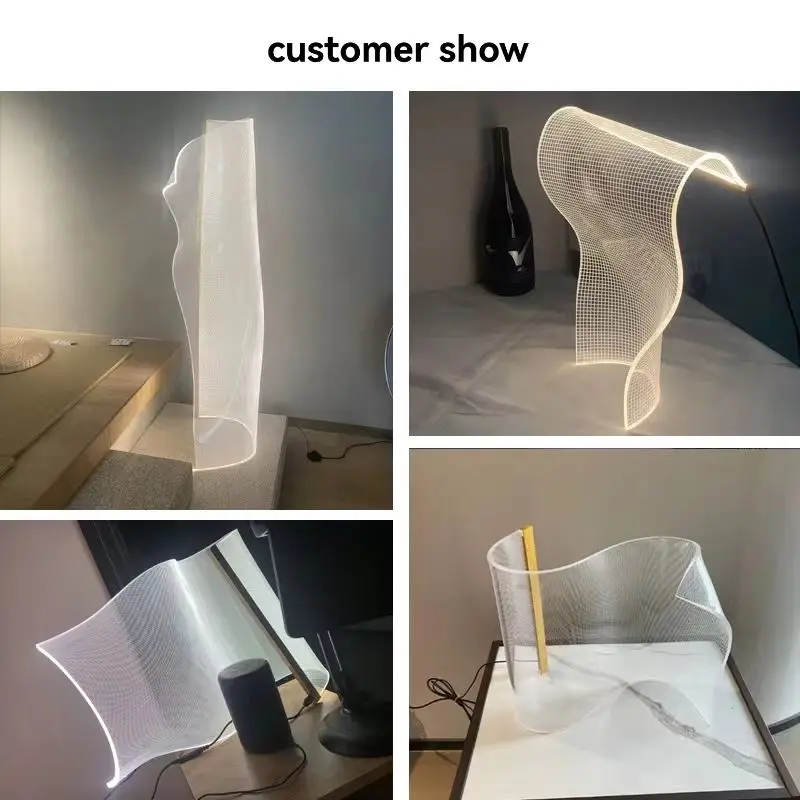 Wholesale modern Nordic decoration special irregular led acrylic vertical floor table bedroom bedside lamp