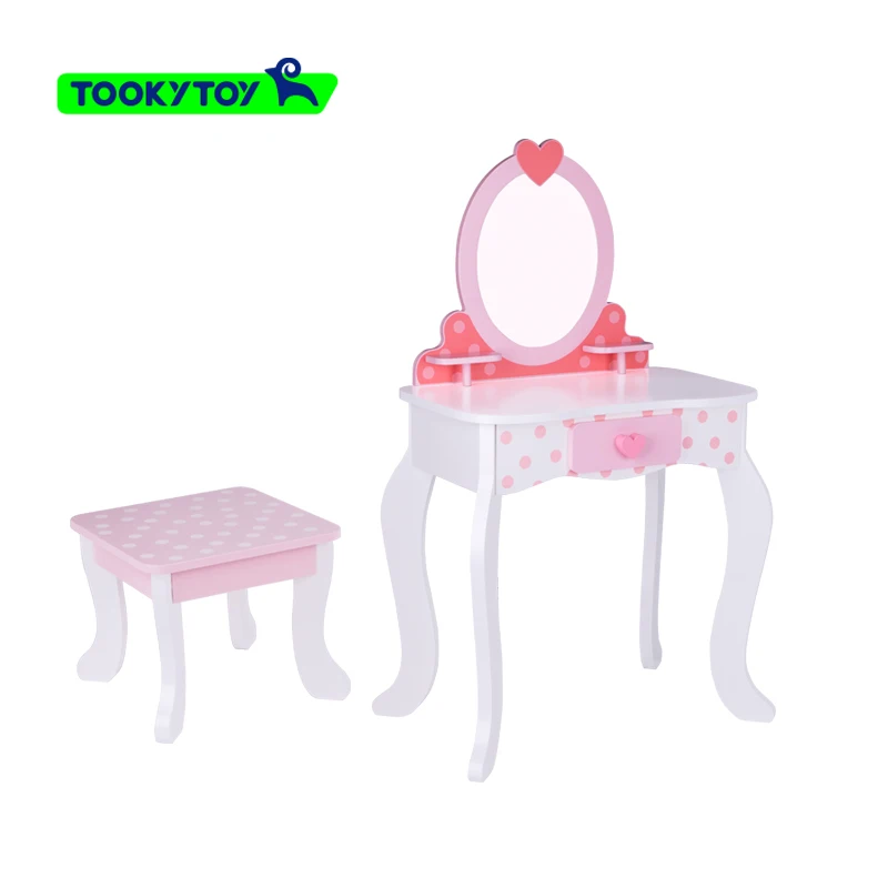 Girls Princess Children Makeup Vanity Table Set Pretend Play Dressing Table With Mirror Toys for Kids