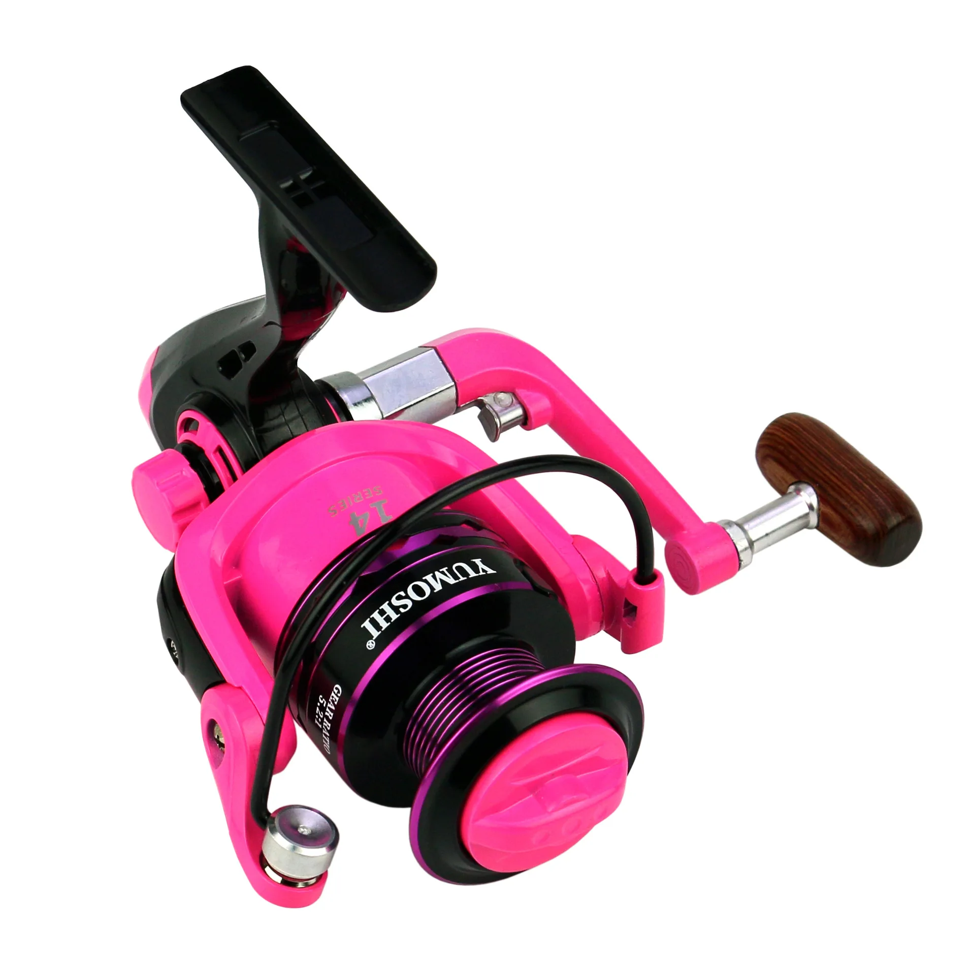 14BB 5.2:1 3 colors cork handle saltwater and freshwater fishing tackle metal line cup spinning fishing reel