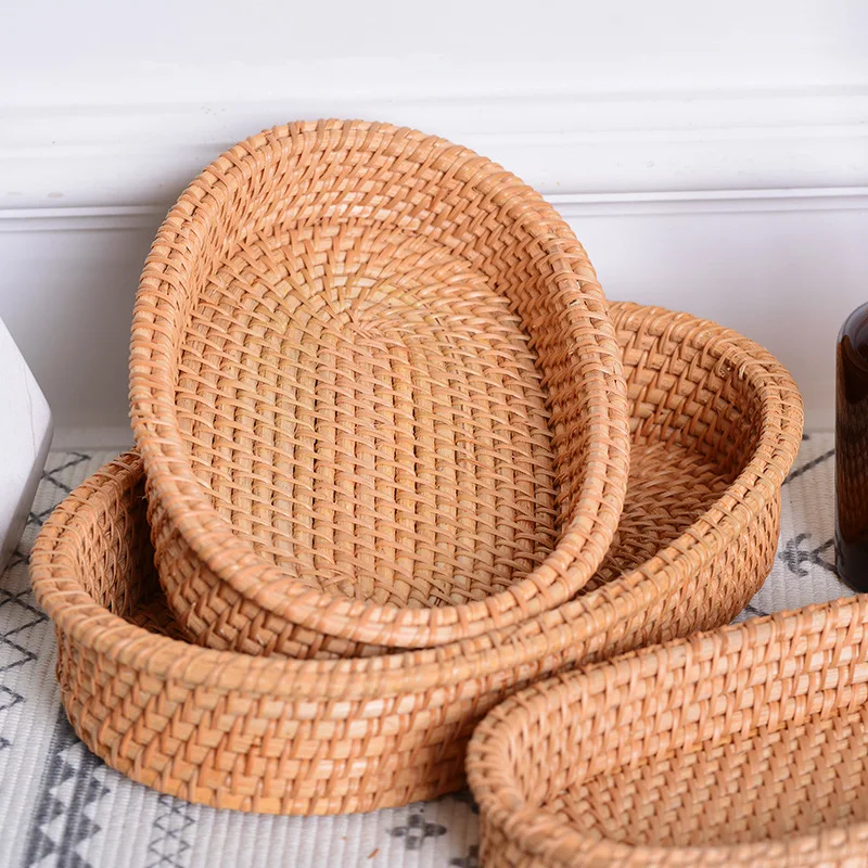 Rattan fruit basket - Oval fruit basket three-piece set - Rattan furniture