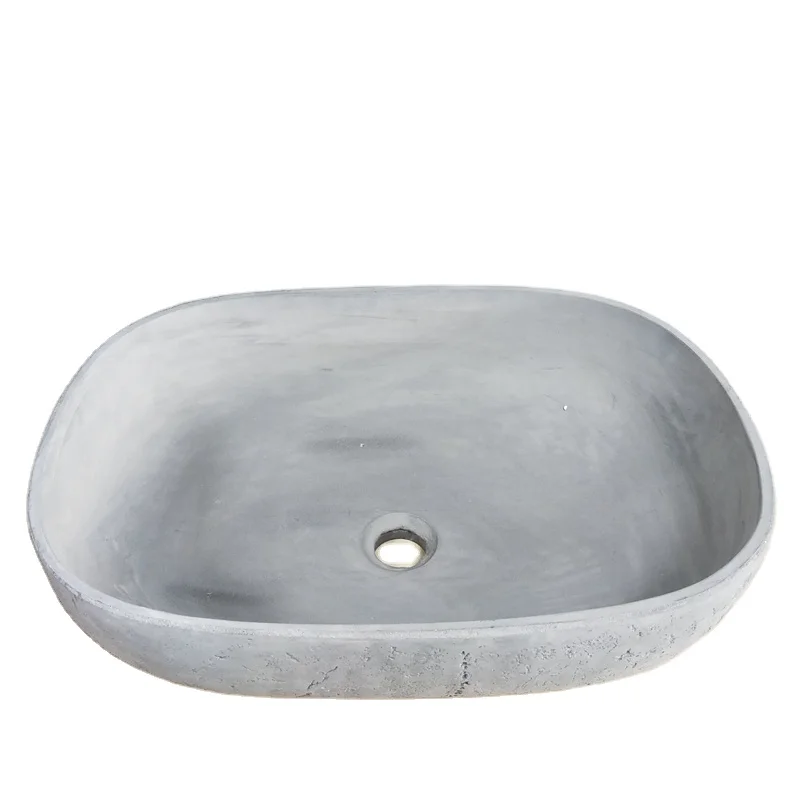 Rectangle Eco-friendly Hotel Supply Natural Concrete Bathroom Wash Basin