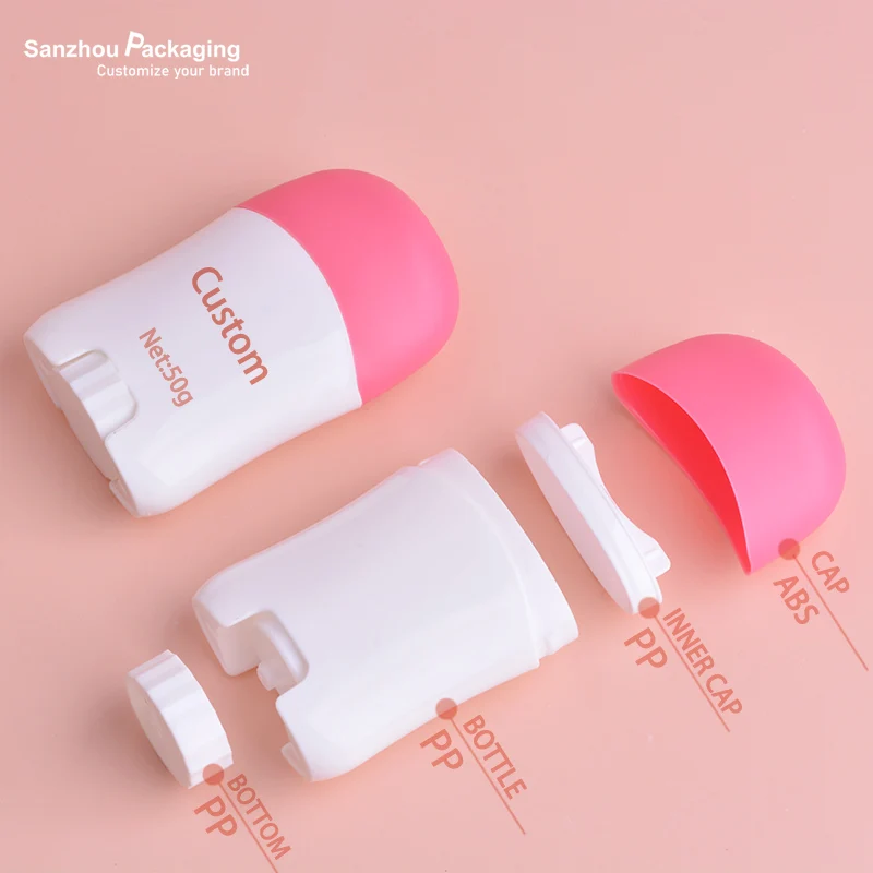 30ml/50ml/75ml empty ECO plastic twist bottom flat oval rotating push up deo stick container sunscreen packaging