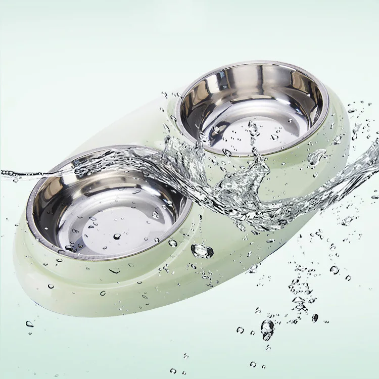 Amazon Hot Sale Stainless Steel Taiji Double Pet Bowl Dual Purpose Plastic Dog Cat Feed Bowl from Pet Supplies Manufacturer