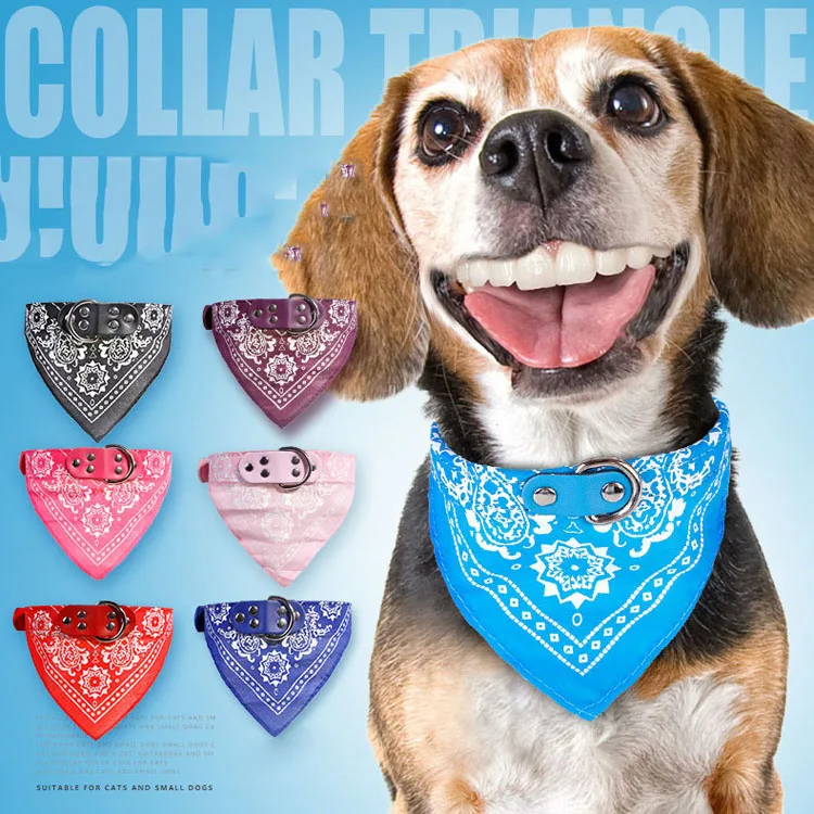 Hot Sale Pet Supplies Cheap Price Good Quality PU Leather Dog Cat Collars Triangle Bandana Collar for Medium Large Dogs