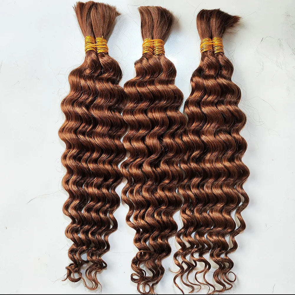 copper Deep Wave Human Hair Bulk No Weft Virgin Hair Extension For Braiding Natural Hair Extension