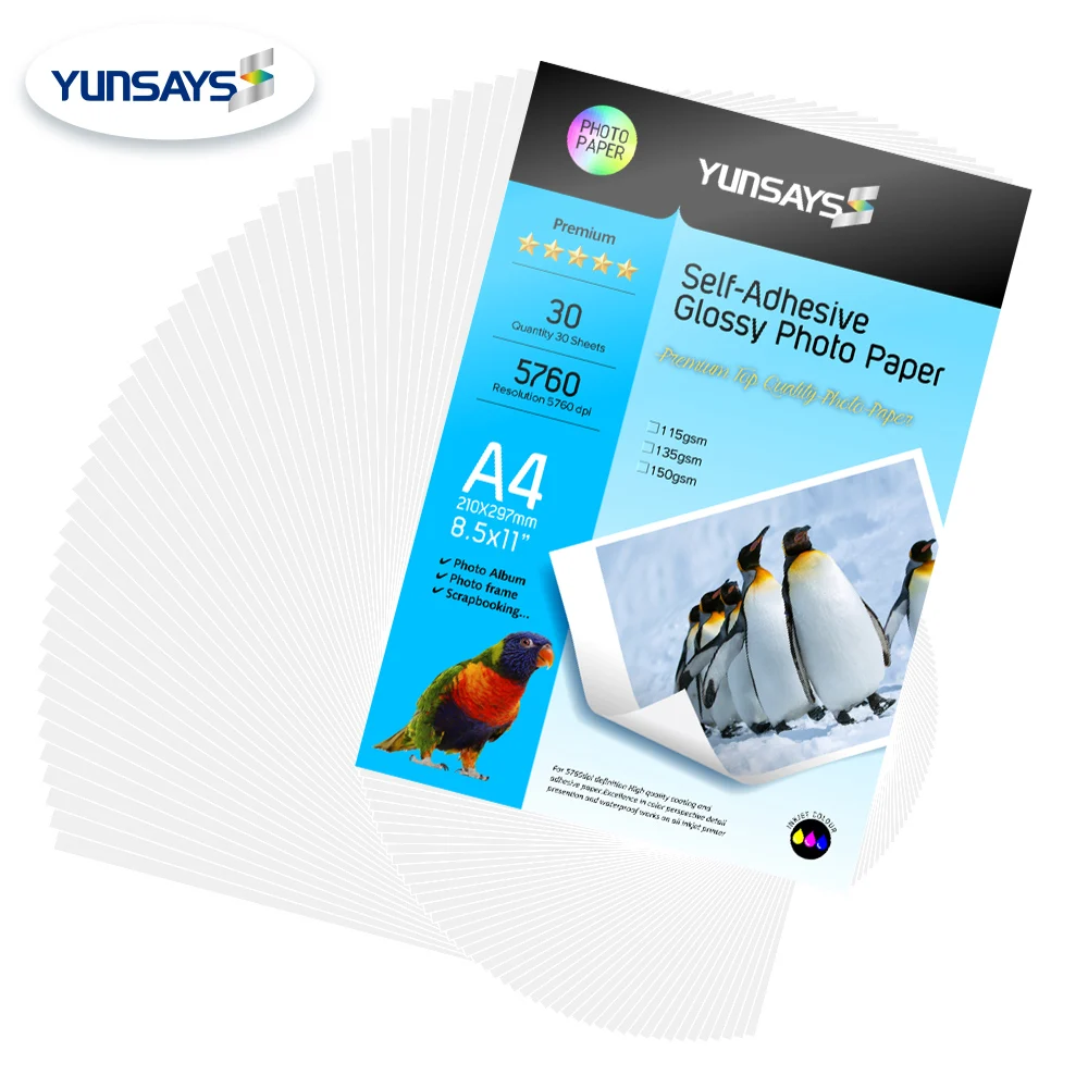 90g/135g/150g Printable Sticker Paper Self-adhesive Photo Paper A3 A4 Sticker Glossy Photo Paper