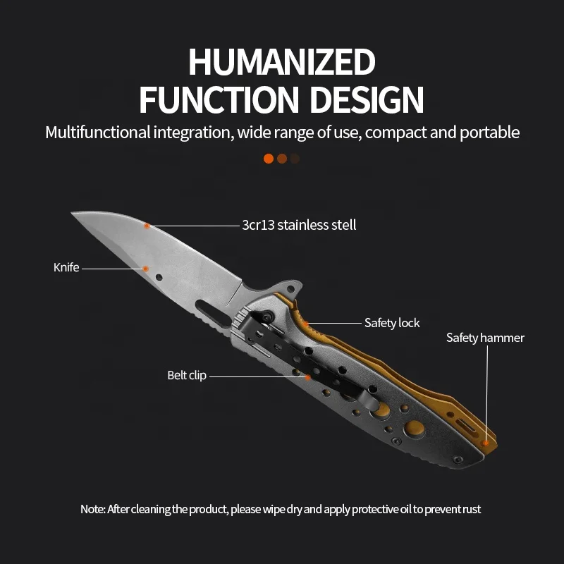 
New Portable Pocket Knife Fine Handle Stainless Steel Fine Blanking Tactical Folding Pocket Camping Knife 