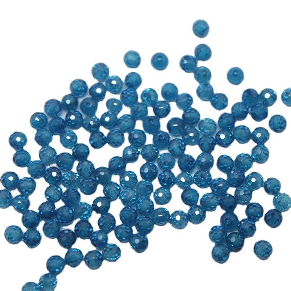 Faceted Cut Ball Shaped CZ Synthetic Blue Beads Stones