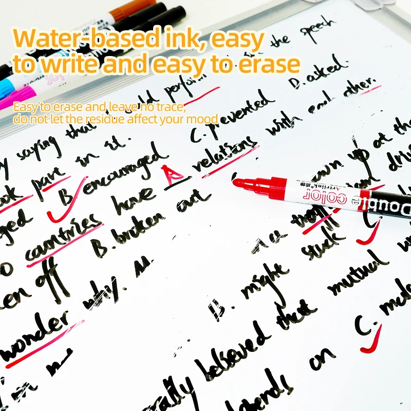 Double ended dual color whiteboard marker drawing boards suitable for students and teachers refillable blackboard marker