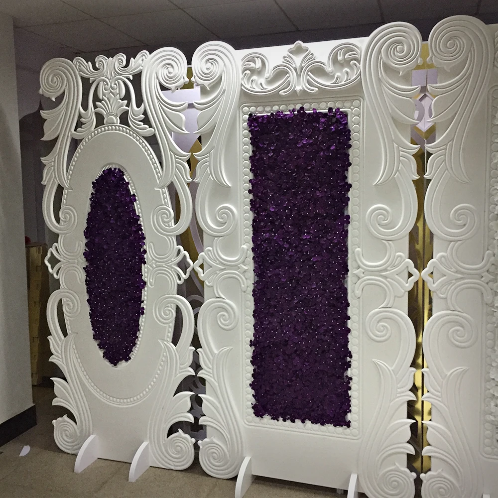 Selling Rectangle Flower Pattern  Pvc Decor Panels Gold Fancy Backdrops For Wedding