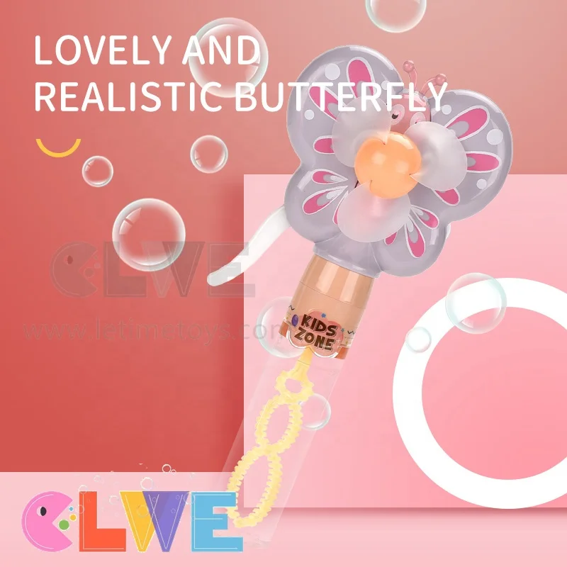ABS novelty handheld fan bubble stick surprise gift for kids butterfly feature handheld fan animal bubble stick  bubble wand