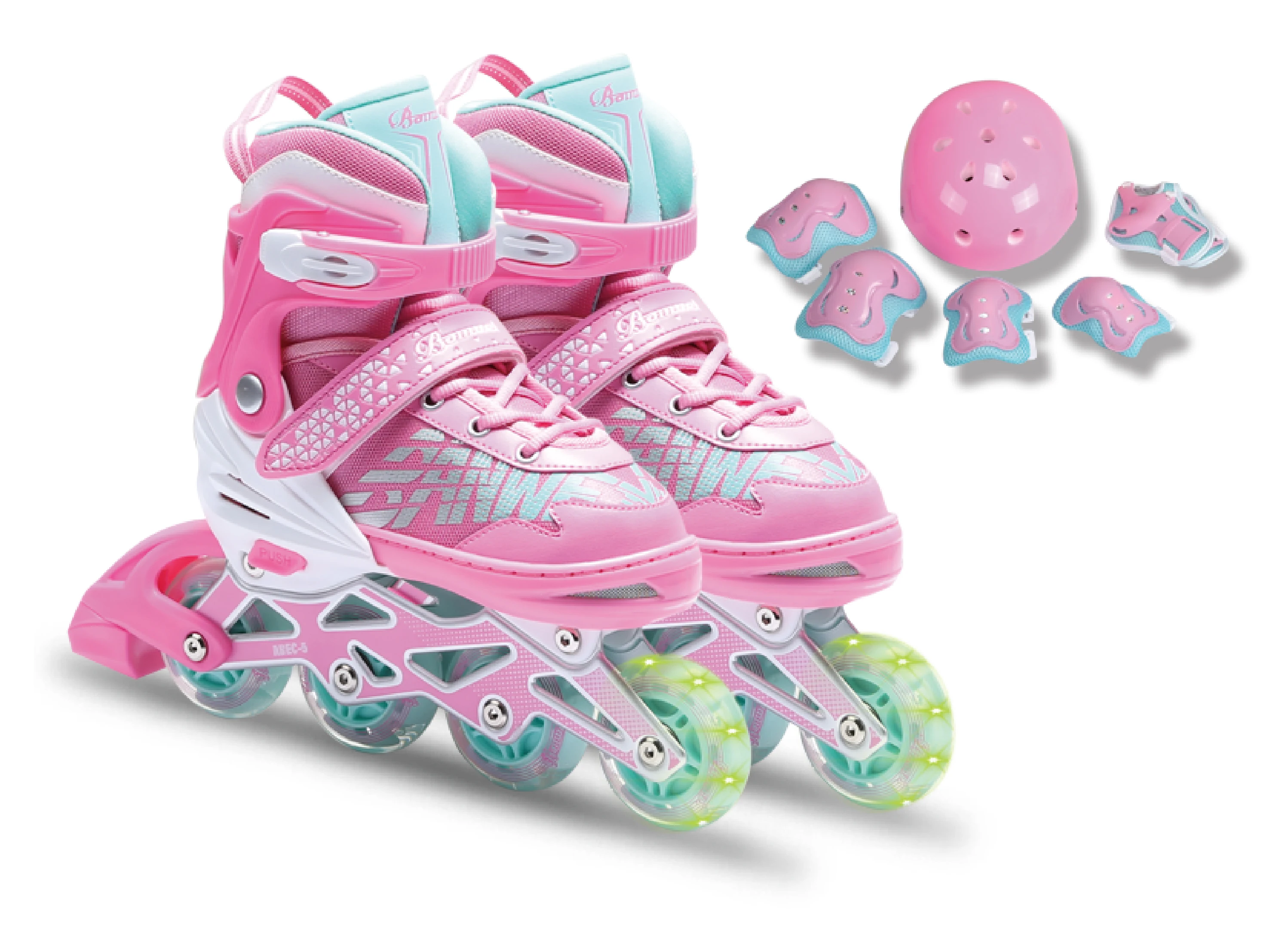 Factory Price Four Wheels Inline Roller Skates combo set For Adult Custom Logo Adjustable Skate Shoes with Helmet and  Protector