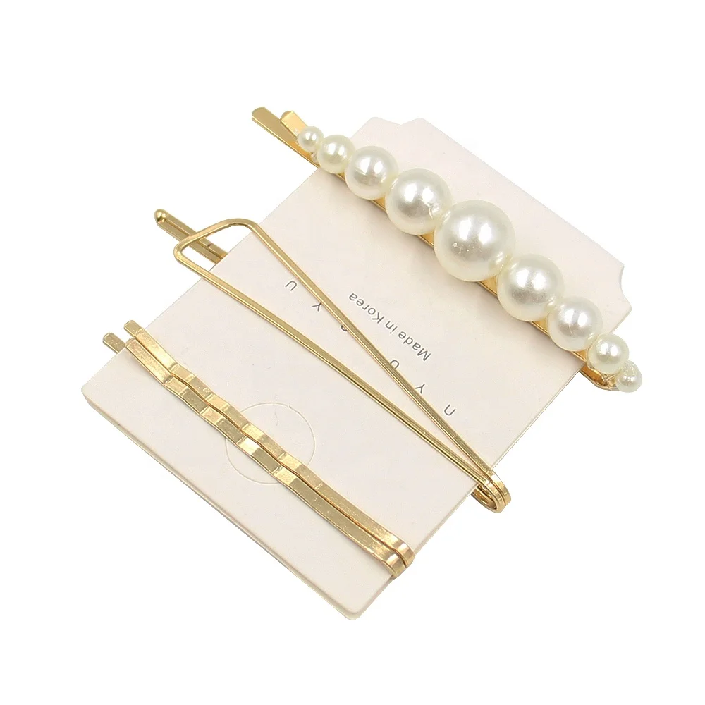 Pearl hairpin gold and silver hair accessories clip unique pearl hair barrettes