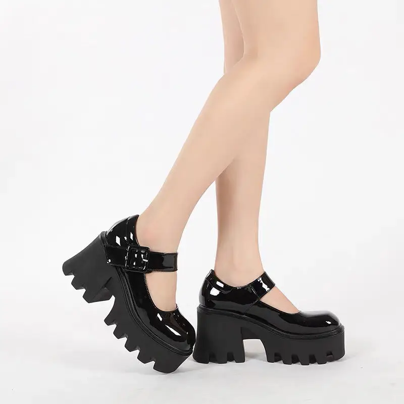 Туфли Мэри Джейн YiXin новый дизайн 2023 черные туфли на очень высоком толстом каблуке для женщин высокое качество экономичная обувь