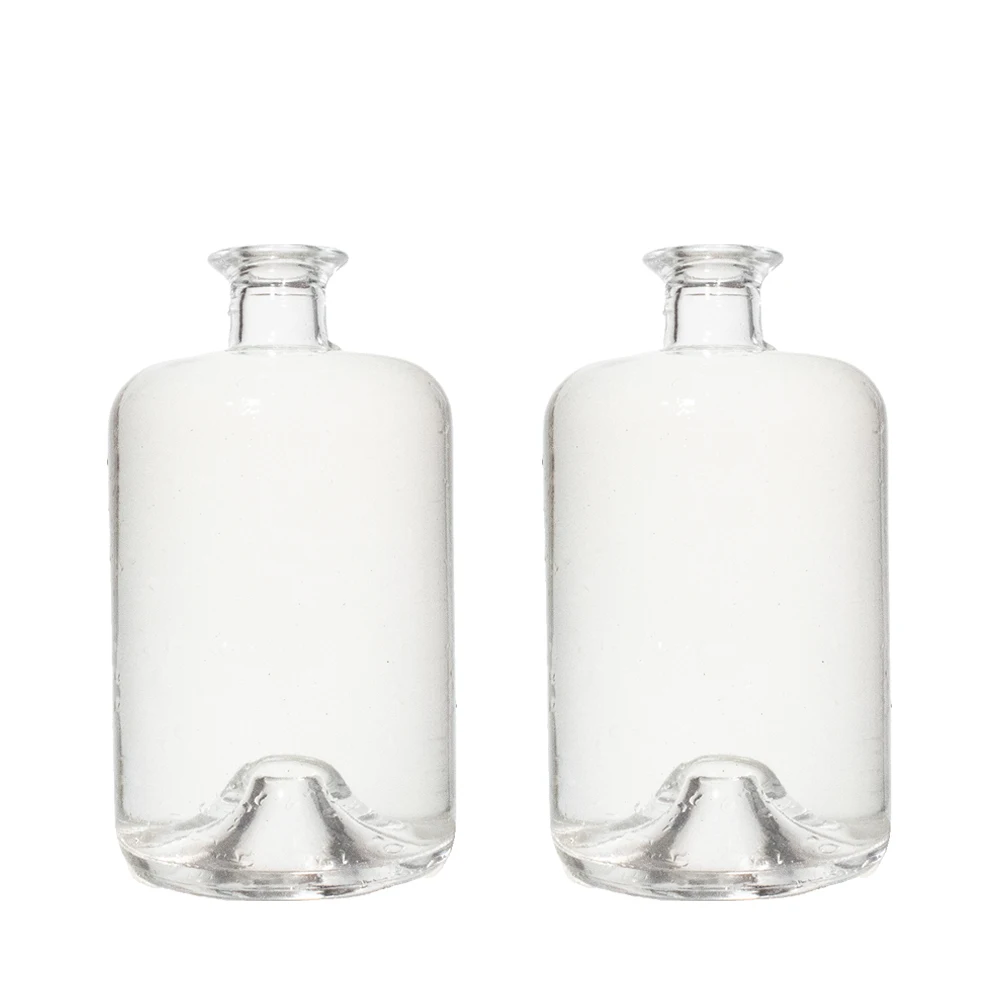 500ml 700ml 750ml round empty flint glass liquor wine gin Whisky Vodka tequila glass bottle with bottom recess