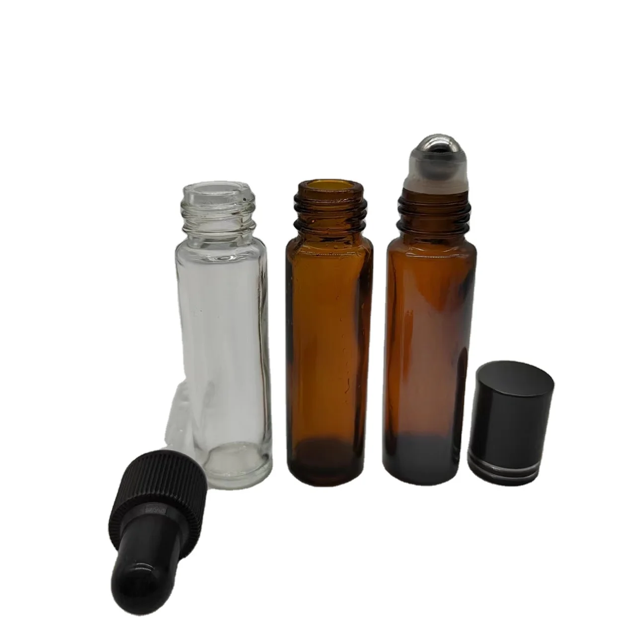 Shandong Factory 10ml amber roll on Essential oil sprayer glass bottle with plastic sprayer cap