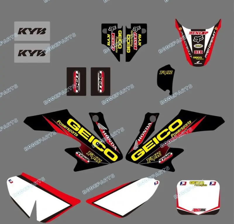 New Style (0064) TEAM GRAPHICS & BACKGROUNDS DECALS STICKERS Kits for HONDA CRF50 CRF 50F 2004-2007 2008 2009 2010 2011 2012
