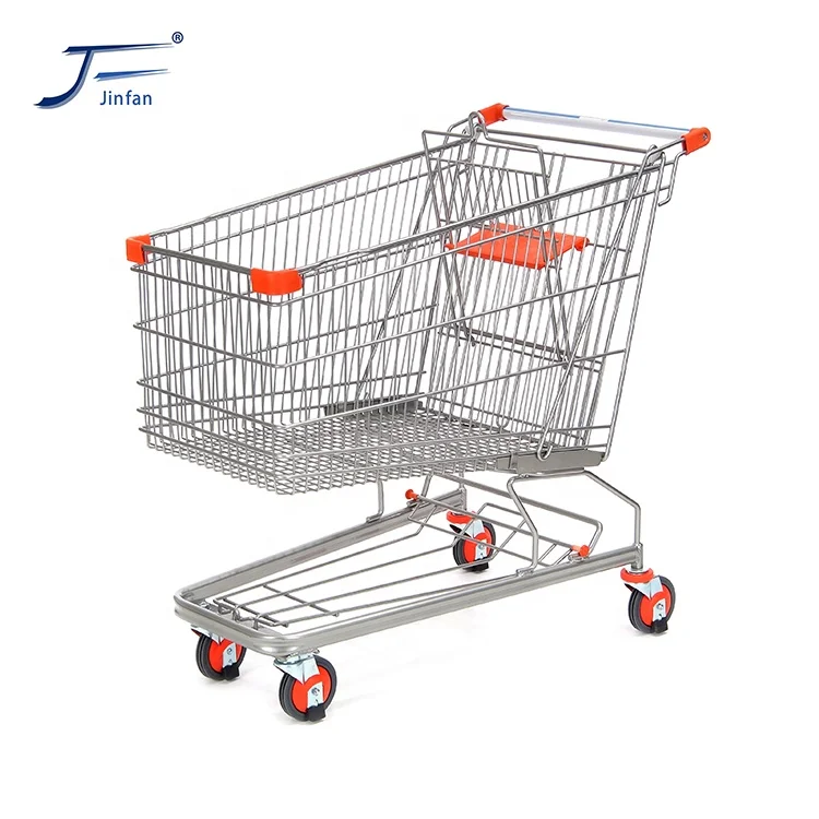 180 liters  Zinc plated Four wheels supermarket shopping cart with base tray (1600489561801)