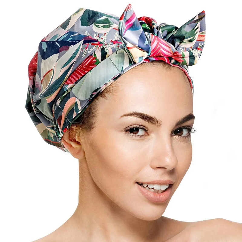 Reusable Shower Cap for Women   Leakproof, Nonslip Hair Cap for Shower w/Comfy Flexiband   Soft, Breathable Shower Caps