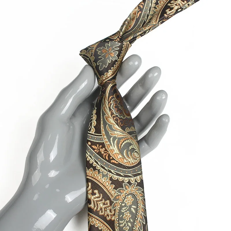 Wholesale Suppliers Champagne Color Men Ties Small Floral Pattern Dot Plaid Tie Daily Wear Cravat Wedding