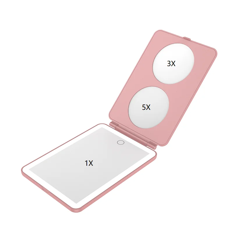 custom logo folding travel mirror maquillaje led espejos con luz