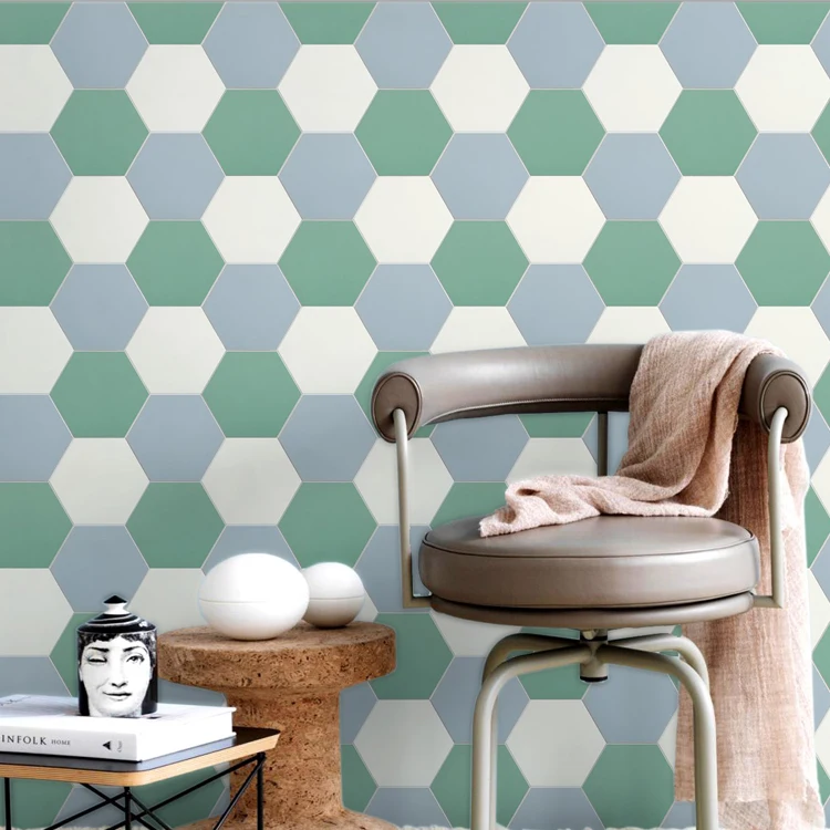 Colorize green self-adhesive hexagonal brick mosaic tile interior wall decoration 4mm Thickness bathroom kitchen backsplash