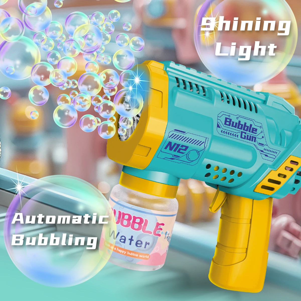 Wholesale Electric Starfish Battery Custom Bubble Blower Machine Children Seastar Led Light Up Toys Bubble Shooting Gun For Kids