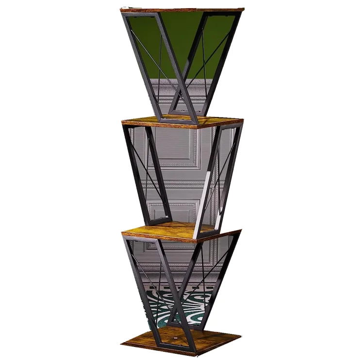 Black Metal Antique Color Plate Side Reinforced Design Home Farm Office Universal 4 Tier Step Short Bookcase