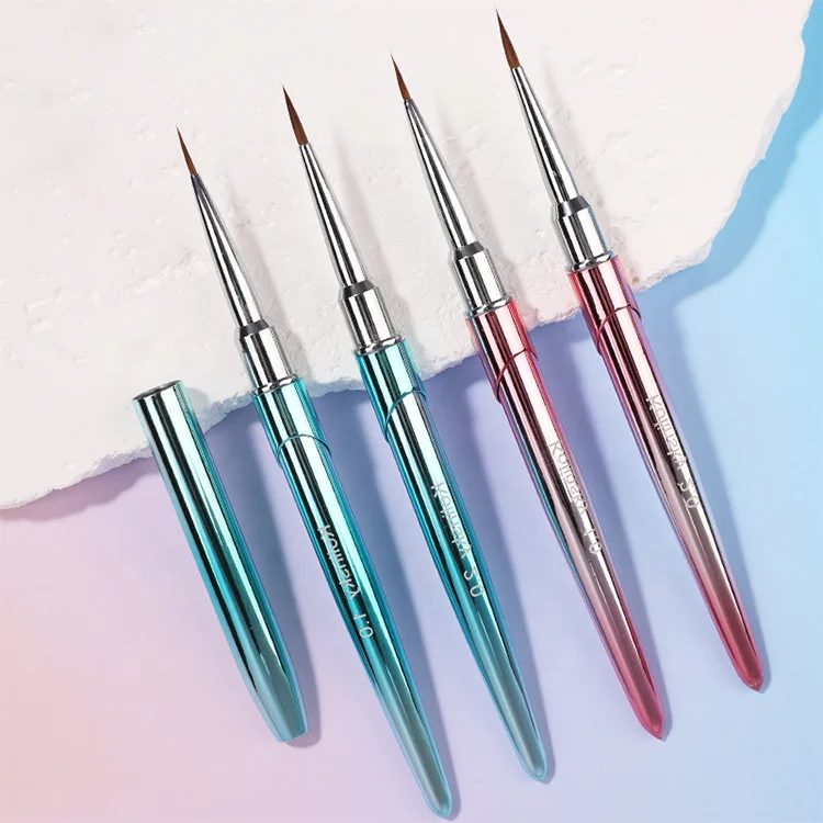 Free Logo Kolinsky Hair Liner Halo Dye Metal Watercolor Pen Nail Shop Watercolor Special Tool Premium Flower Painting Nail Brush