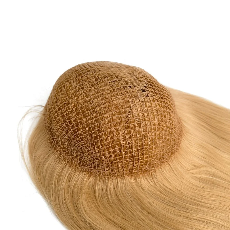 Integration Fish Net Blonde Mesh Pieces Women Human Toupee Hair System Topper for Thinning Hair