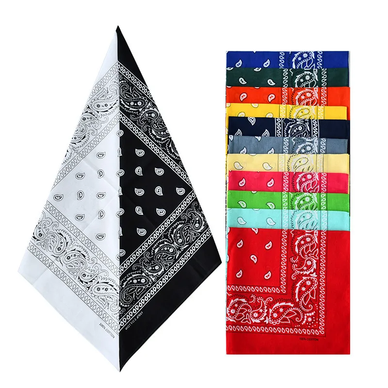 2022 Custom Hotselling Cashew Printed 22'x22' Bandana Multifunctional Square Scarf Outdoor Sport Hip Pop Head Scarf
