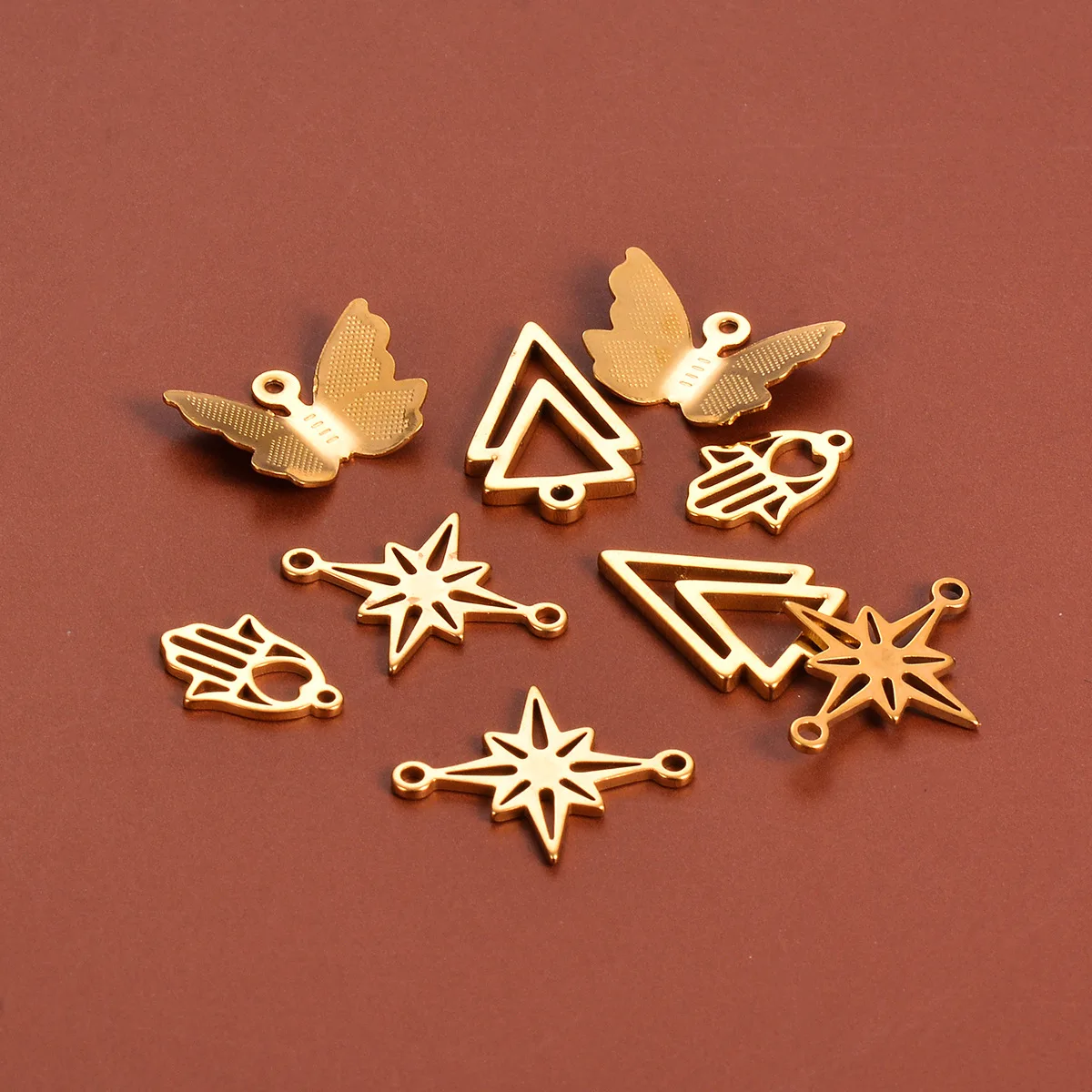 Chic 18K Gold Plated Stainless Steel Butterflies Geometry Star Pendant Connector for DIY Necklace Earrings Bracelet Jewelry