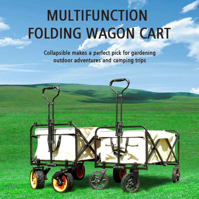 Adjustable Heavy Duty Beach Wagon Camping Cart Trolley Garden Foldable Collapsible Folding Utility Wagon for Outdoor Picnic
