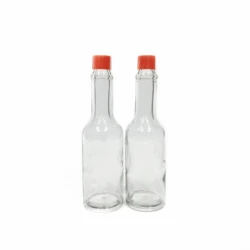 60ml 2oz chilli pepper hot sauce clear glass bottle with plastic lid red cap for tabasco