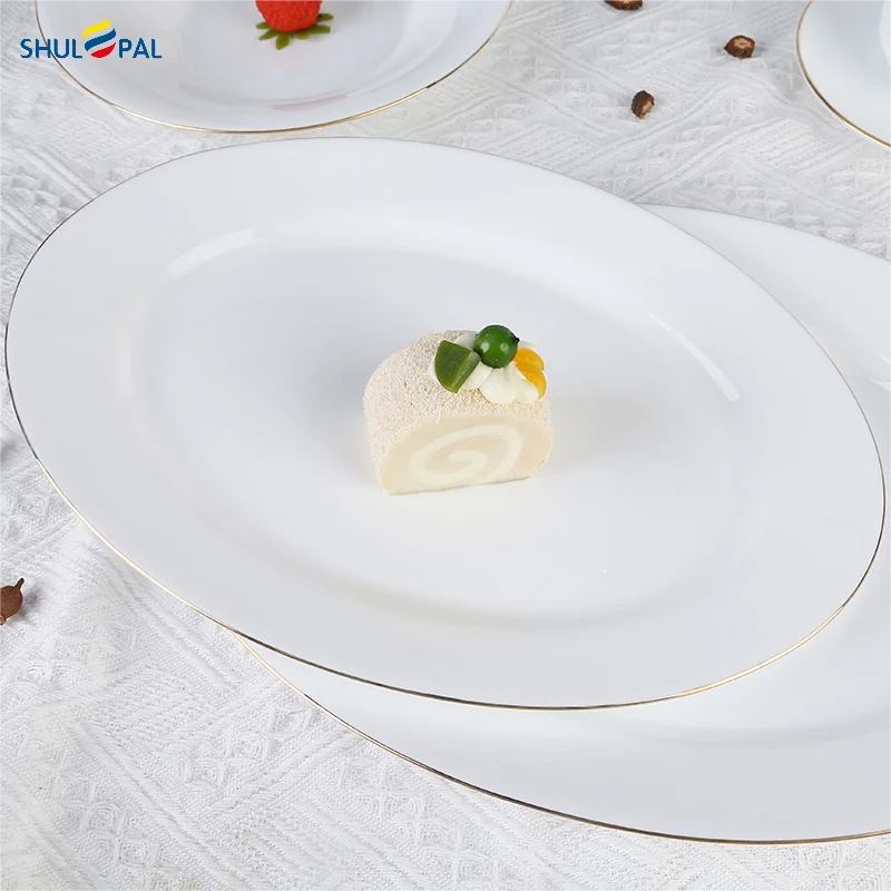 Quartz Opal glass fish plate  Opalware ceramic plates sets dinnerware tableware Ellipse White Dinner Plate