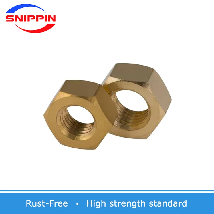 Ex-factory Price DIN934 Solid Brass Copper Hex Hexagon Nut for M1 M1.2 M1.4 M1.6 M2 M2.5 M3 M4 M5 M6 M8 M10 M12 Screw Bolt