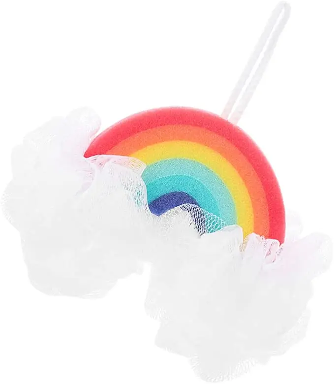 Rainbow shape kids bath sopa sponge exfoliating bath shower sponge for body cleaning Scrubbers Mesh Loofah Sponges