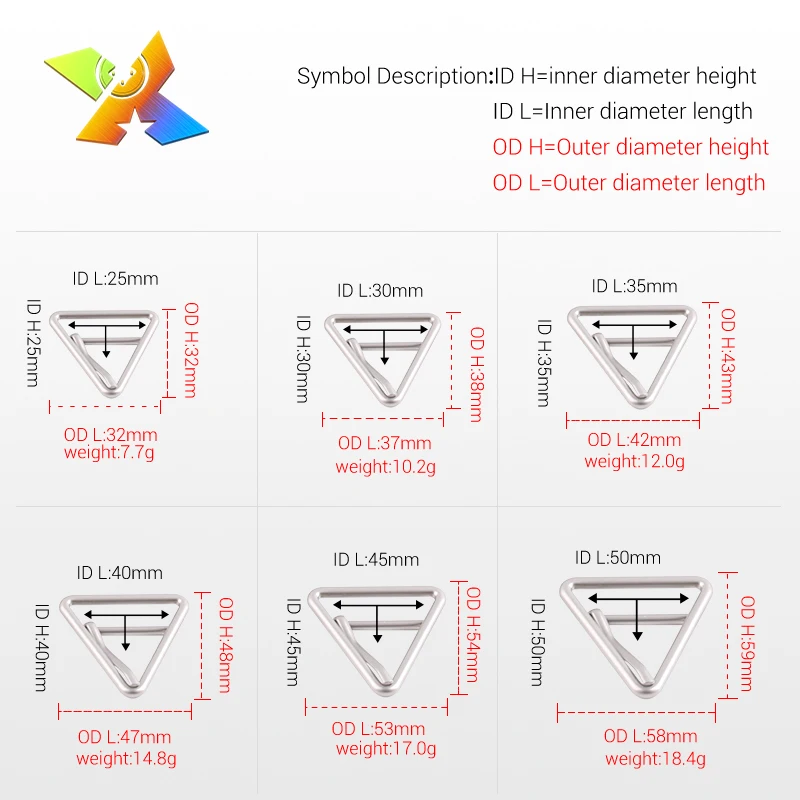 Factory Custom metal buckles for bag China product belt buckle custom Multi-Color triangle buckle