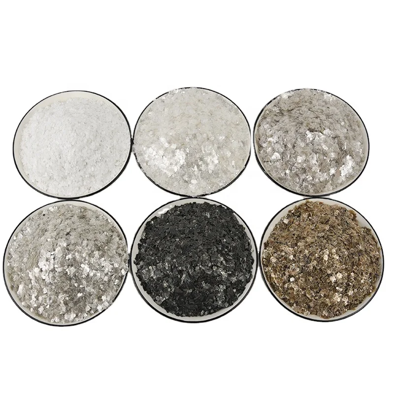 Muscovite Dryed Flakes  Powder Bulk 20mesh 40mesh Manufacturer Price Rock Bag Silver White Mesh Dimensions Decorating rock chip