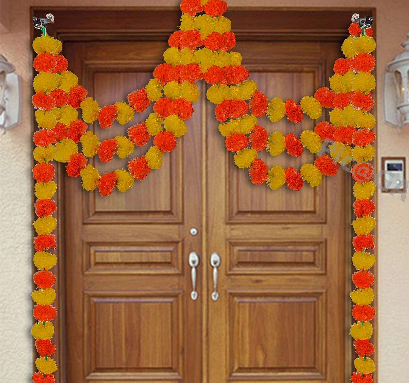 Wholesale Price Indian Yellow Orange Color Artificial Marigold Flower Garland For Wedding Decoration