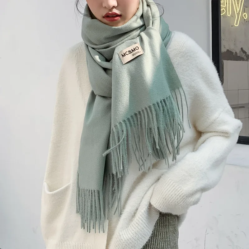 Customized wholesale high quality fashion  Winter Warm women Scarf Cashmere Wool Knit women Scarf