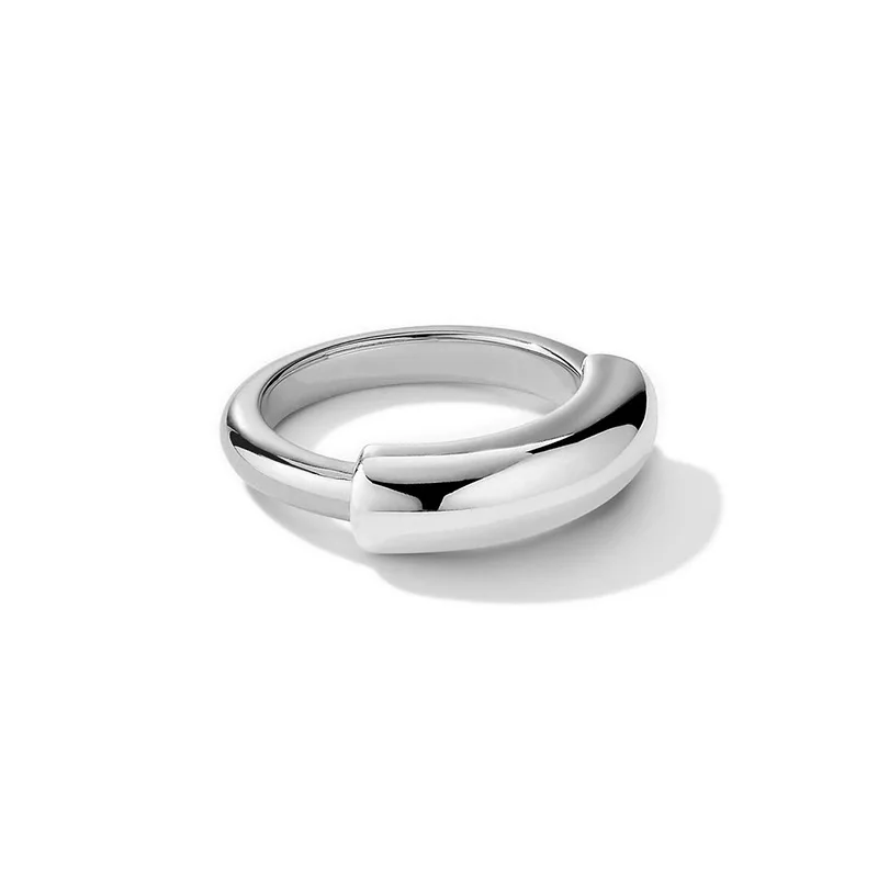 925 sterling silver two-tone Gold & Silver tube ring